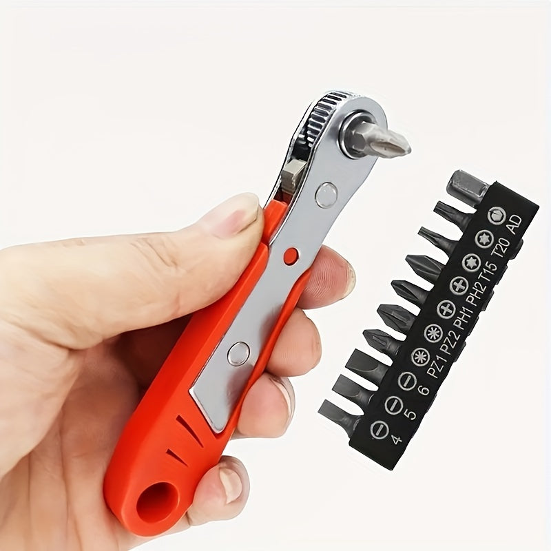 Manual Tool Kit with 36 Teeth Mini Gear Wrench and Socket for Narrow Spaces Red