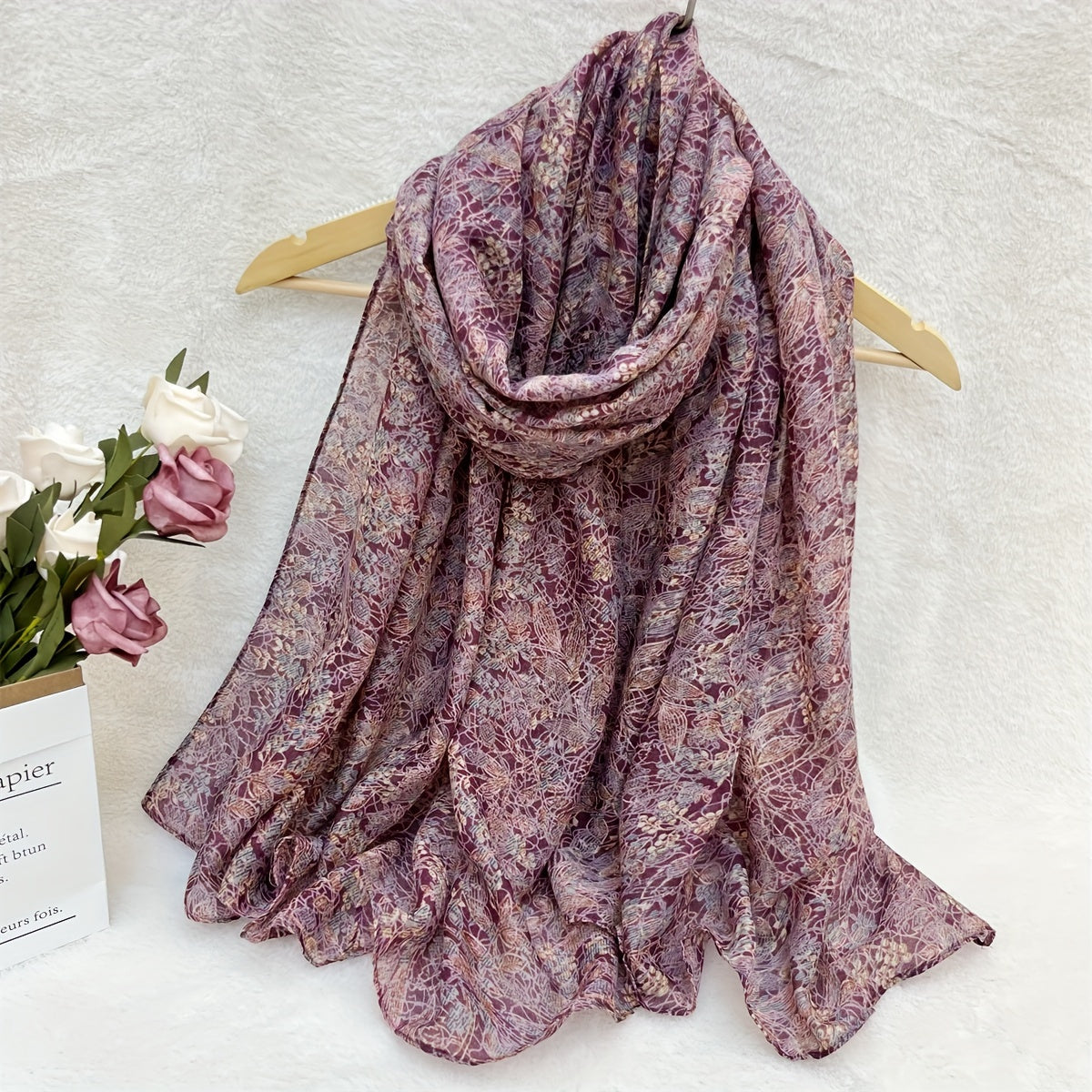 Women's Floral Gradient Scarf Casual Elegant Lightweight Accessory