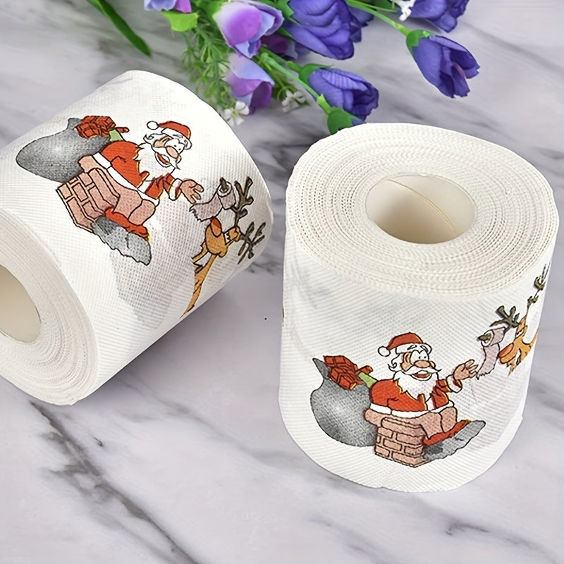 2-Ply Santa Claus Pattern Paper Towels Disposable Napkins for Holiday Parties and Events