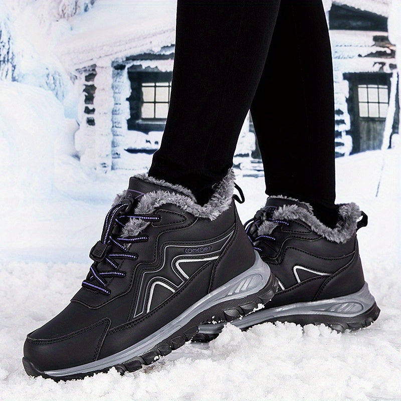 Women’s Winter Slip-On Hiking Boots With Fleece Lining and EVA Sole