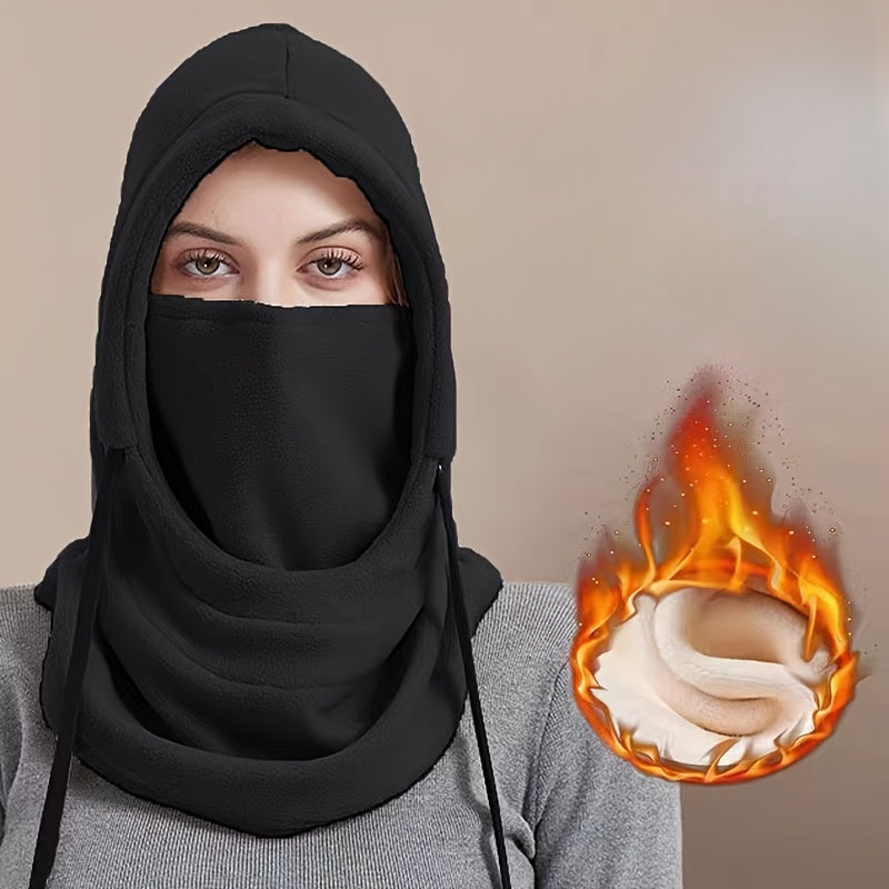 Winter Fleece Balaclava Windproof Ski Mask with Drawstring Hood for Outdoor Activities and Motorcycle Riding