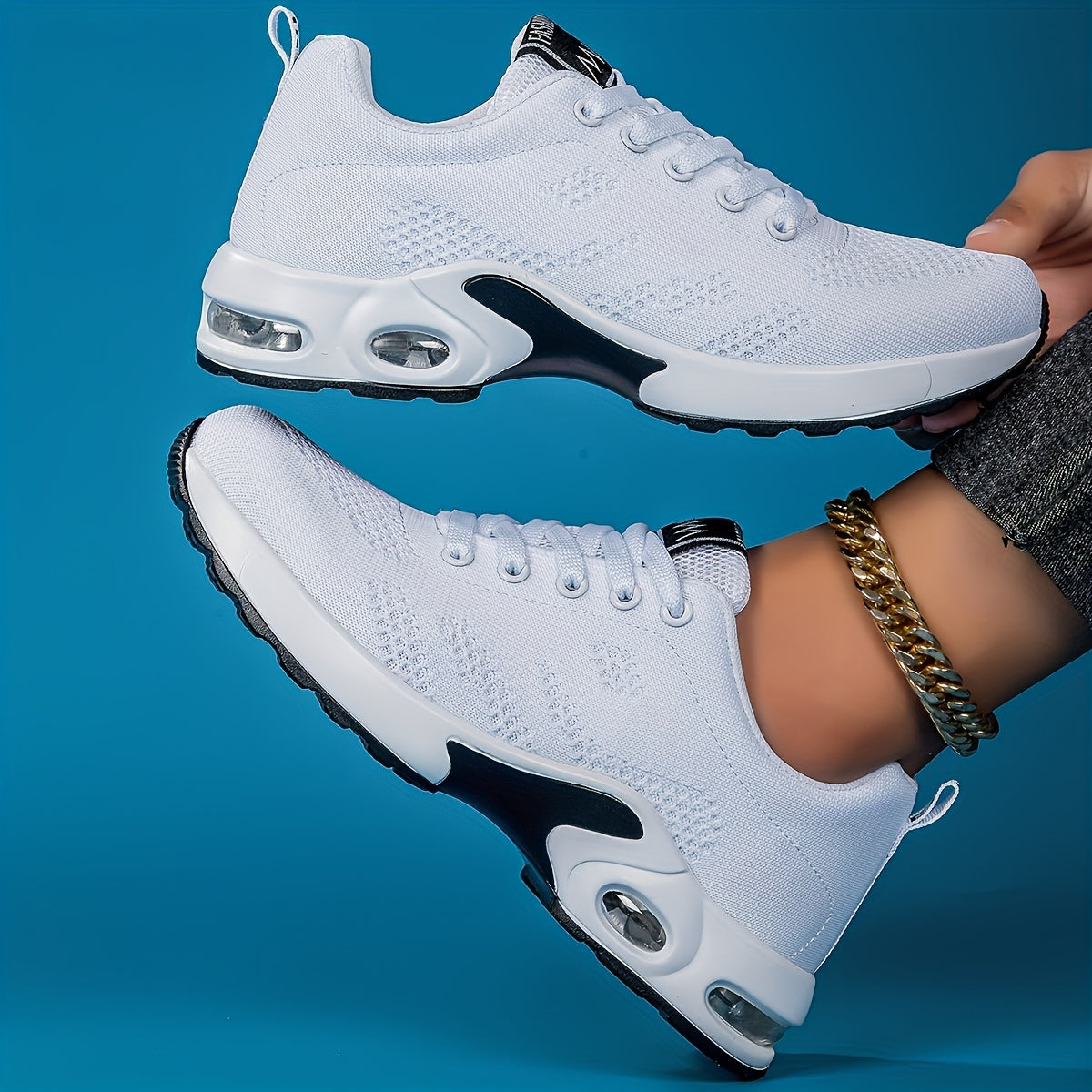 Women's Breathable Mesh Fabric Sneakers with Air Cushion Support for Outdoor Sports