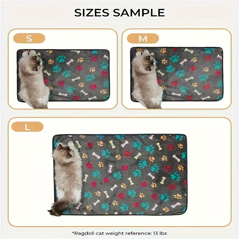 Barcha o'lchamdagi itlar va mushuklar uchun suyak naqshli yumshoq va dog'larga chidamli to'shak.