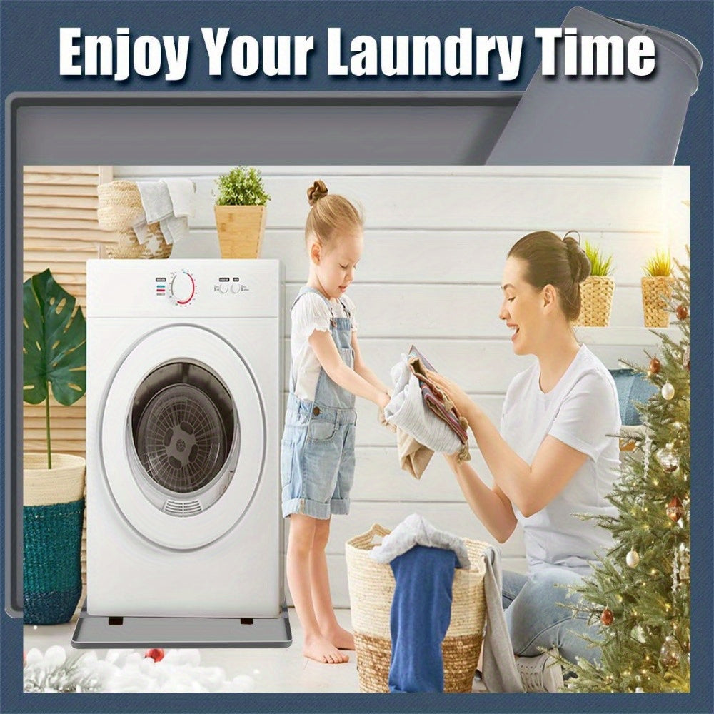 Silicone washer drip tray, 68.58x68.58 sm, yopishqoq bo'lmagan, suv o'tkazmaydigan pan, quritgich va kir yuvish mashinasiga mos, shovqinni kamaytiruvchi pol himoyachisi, oson tozalanadi, teshiksiz dizayn.