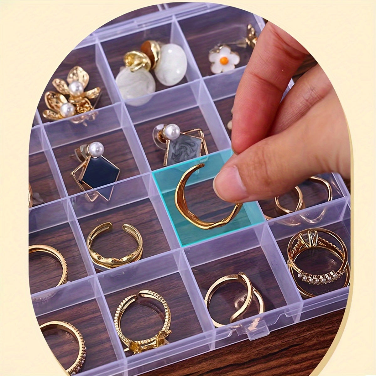 Clear Plastic Storage Organizer with 28 Compartments for Jewelry and Small Items