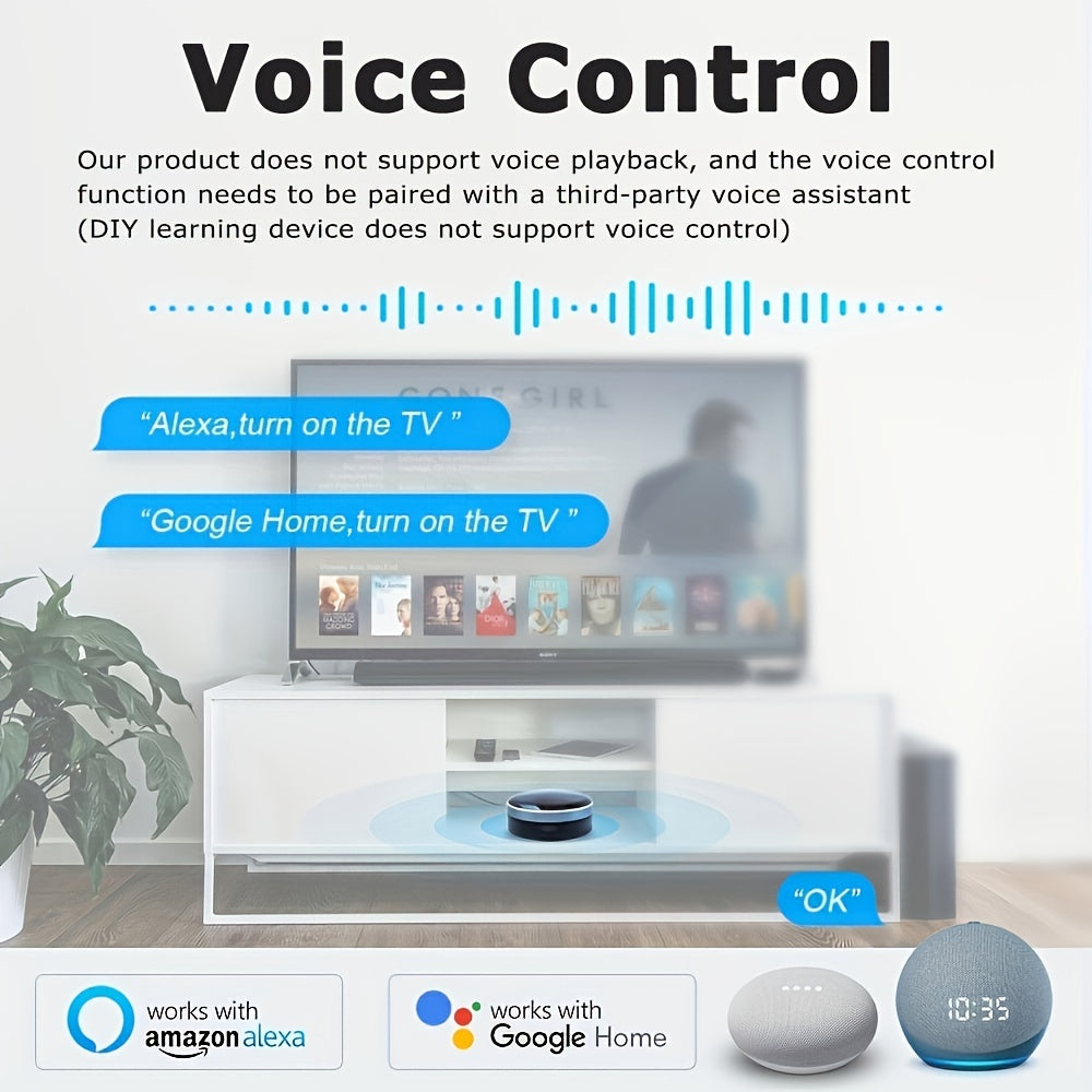 Universal Remote Control WiFi IR RF App Voice Compatible with Smart Home Devices Tabletop USB Powered