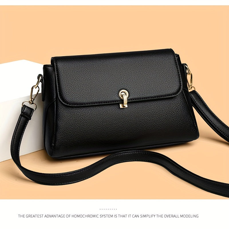 Women's Solid Color Vintage Crossbody Bag with Anti-Theft Features and Adjustable Strap