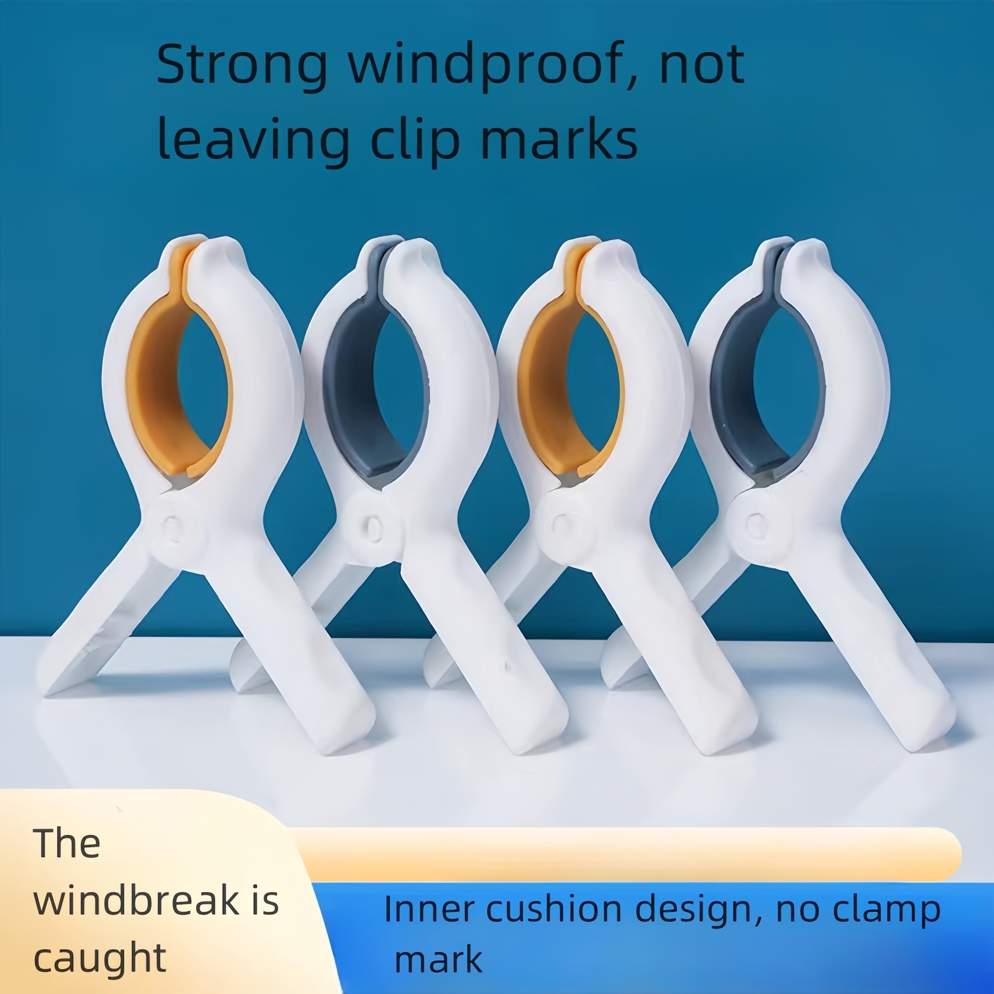 Juego de 6 pinzas de plástico grandes a prueba de viento para secar ropa y ropa de cama al aire