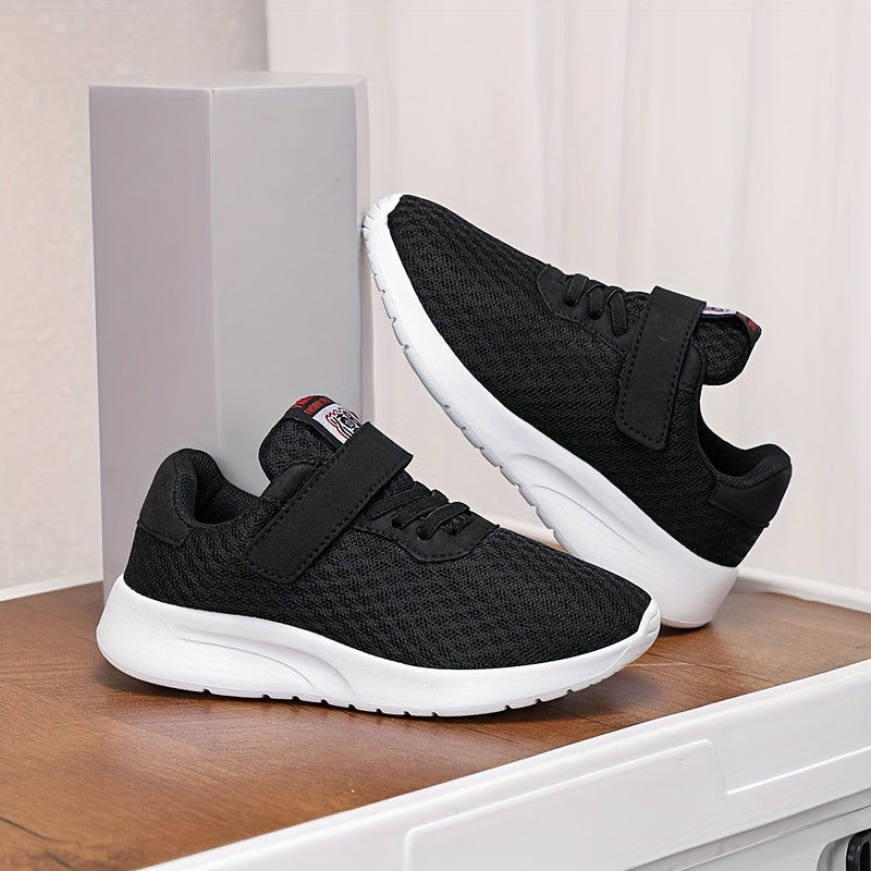 Kids Breathable Mesh Sneakers with Hook-and-Loop Closure Casual Running Shoes