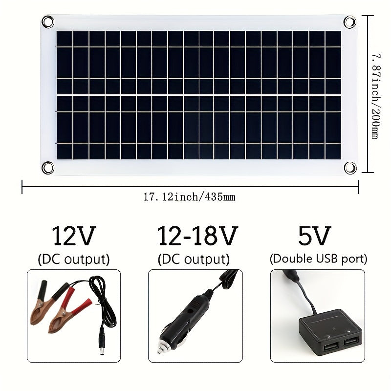 Kit de panel solar portátil 12V 18V carga USB para autocaravana, camper y coche