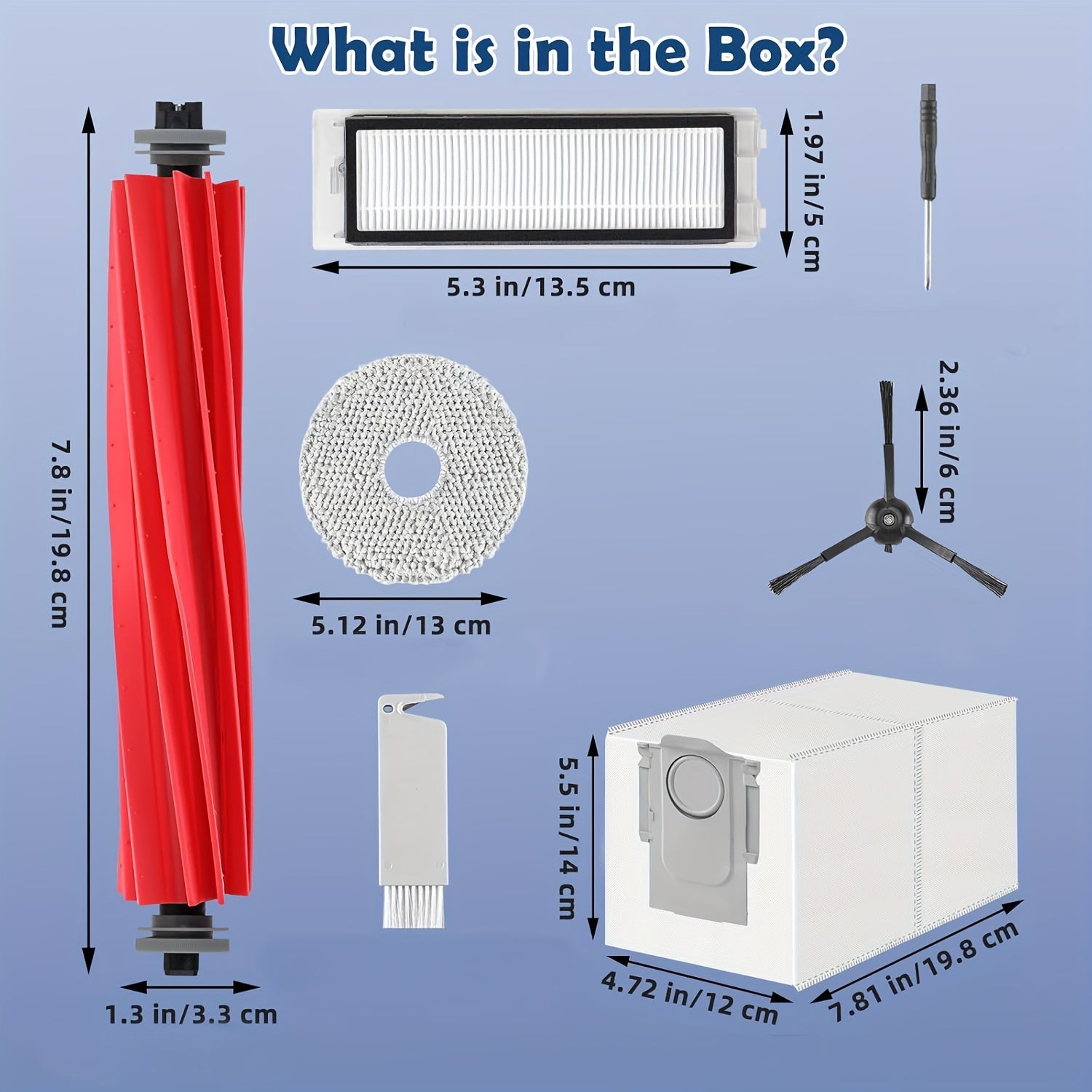 28-Piece Vacuum Cleaner Replacement Parts Kit for Roborock Qrevo Series Includes Brushes Filters Mop Pads