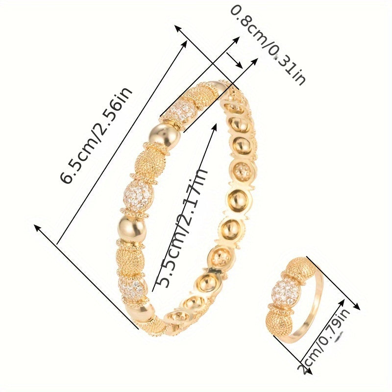 Jewelry Bracelet and Ring Set with Semi-Circle Design for Women