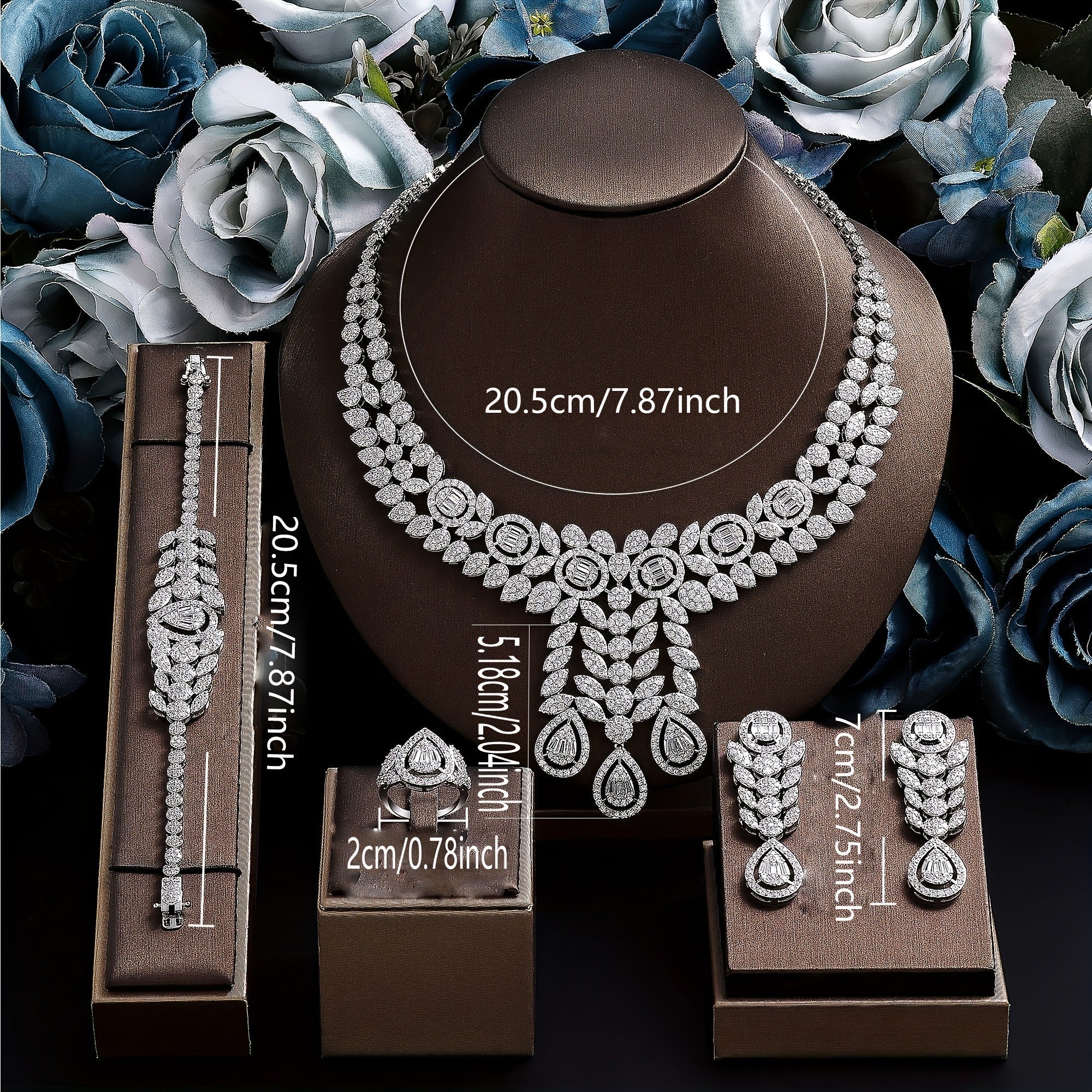 African Bridal Jewelry Set for Women Necklace Bracelet Earrings