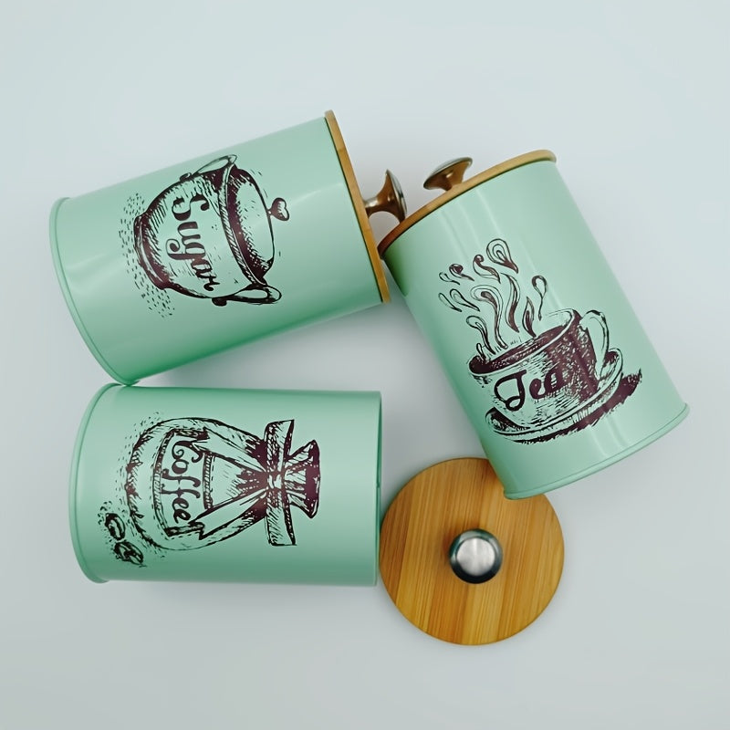 Set of 3 Round Bamboo Lid Storage Containers Reusable Multipurpose Kitchen Organizer