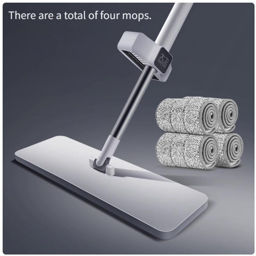 Flat Mop with Super Absorbent Sponge, Hand-Free Washing, Quiet Mopping for Home