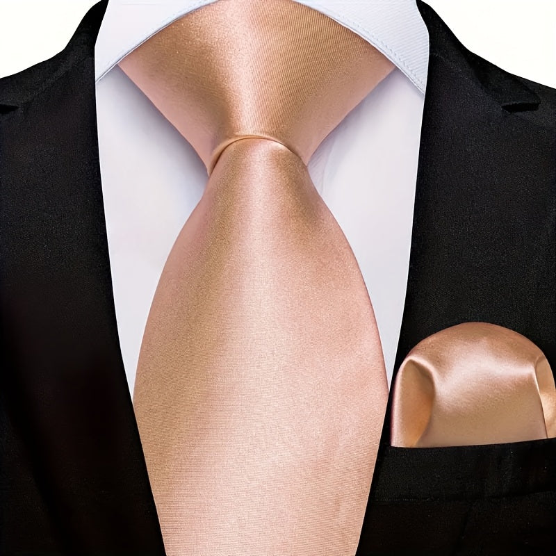 Erkaklar uchun bir rangli galstuk va cho'ntak sharf to'plami, biznes rasmiy tadbirlar uchun