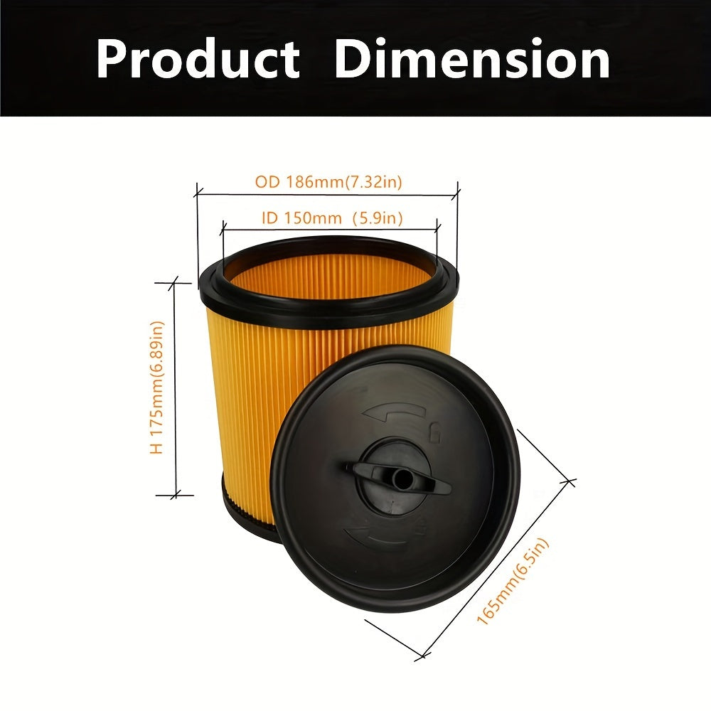 Replacement Vacuum Filter Cartridge with Lid for Wet-Dry Vacuum Cleaners 1 Pack