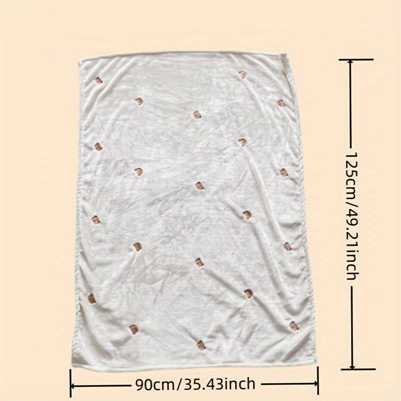 Beige Embroidered Blanket Throw for Warmth and Comfort Versatile Travel Stroller Cover