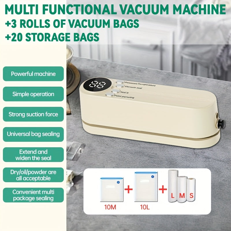 Portativ USB qayta to'ldiriladigan oziq-ovqat vakuum yopishtiruvchi mashinasi, atıştırmalıklar, go'shtlar, mevalar, sabzavotlar uchun