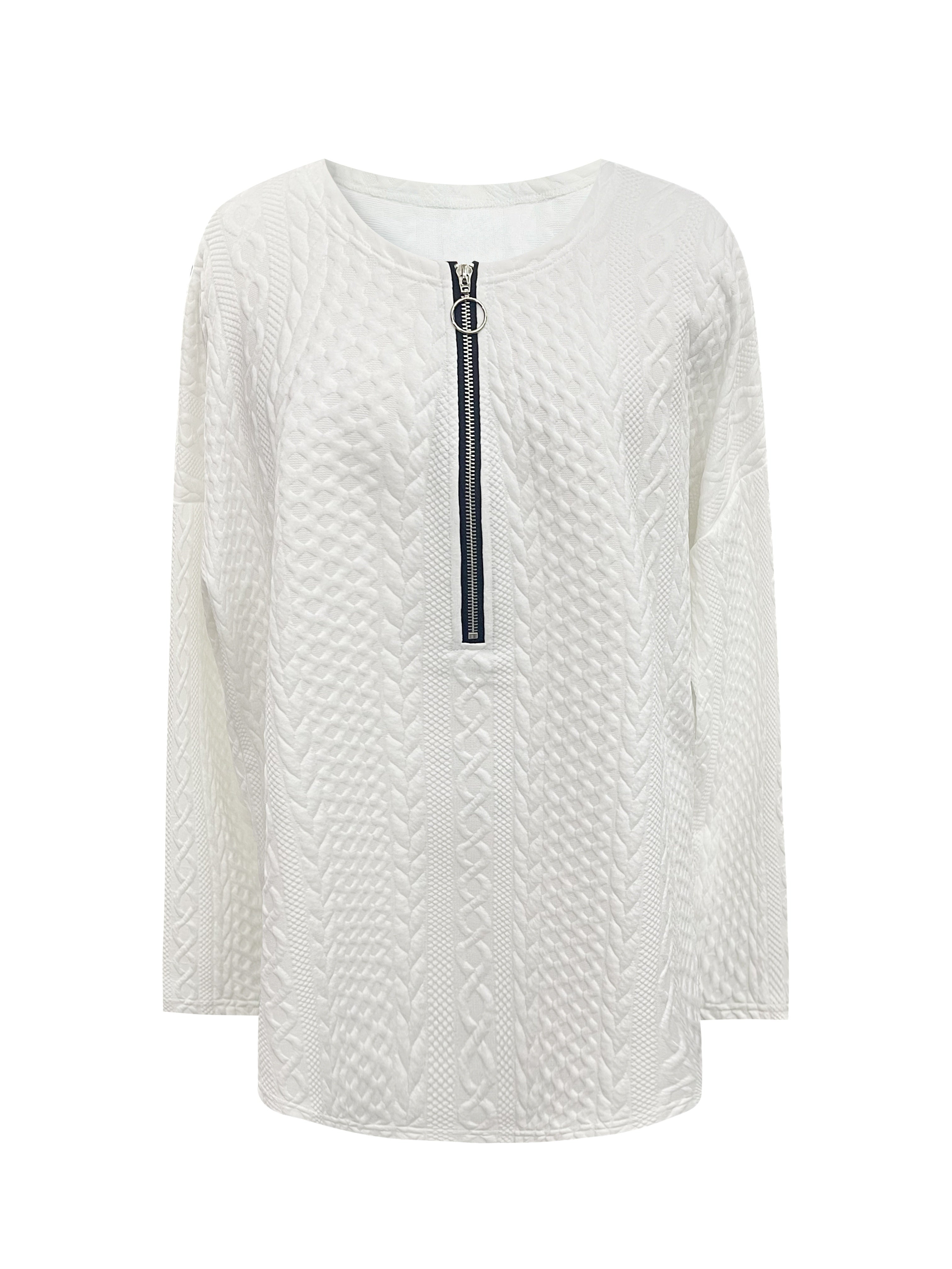 Plus Size Women's Jacquard Crew Neck Sweatshirt Long Sleeve Fall Winter Pullover