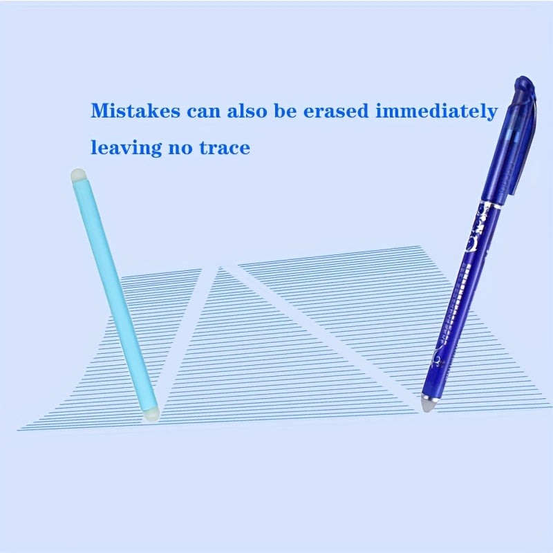 Set of 36 Blue 0.5mm Erasable Gel Pens with Replaceable Cores for Office and Students