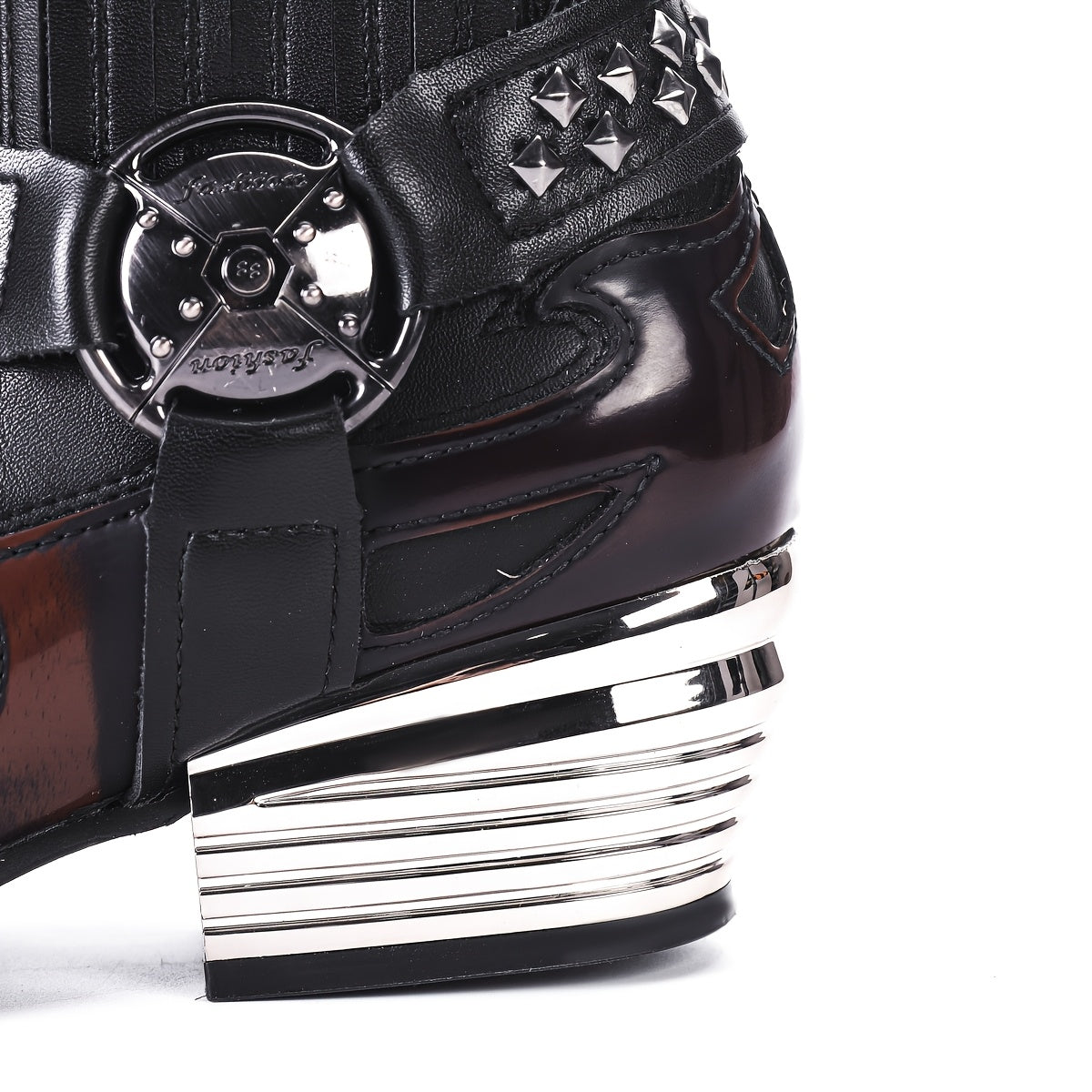 Women's Western Cowboy Boots Leather Slip-On Pointed Toe Chunky Heel