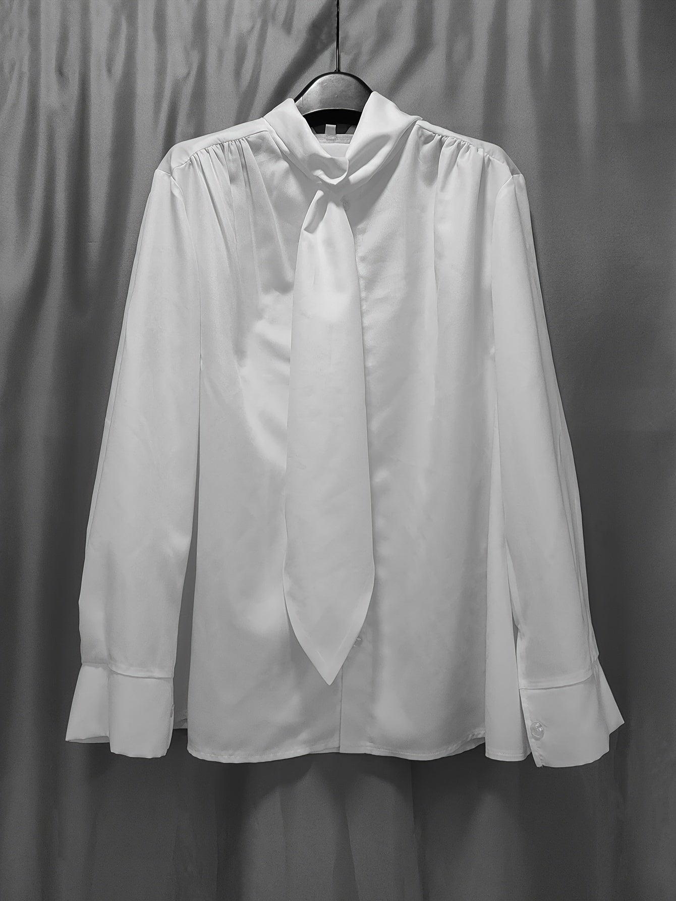 Women's Long Sleeve Blouse Solid Color Formal Shirt for Office and Casual