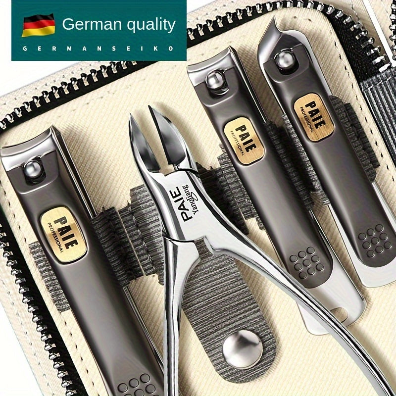 Stainless Steel Fingernail Clipper Set with Storage Case and Precise Blade