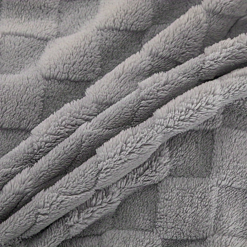 Светло-серое клетчатое теффатное пледовое одеяло из 100% полиэстера, уютный флис для дивана, кровати, путешествий