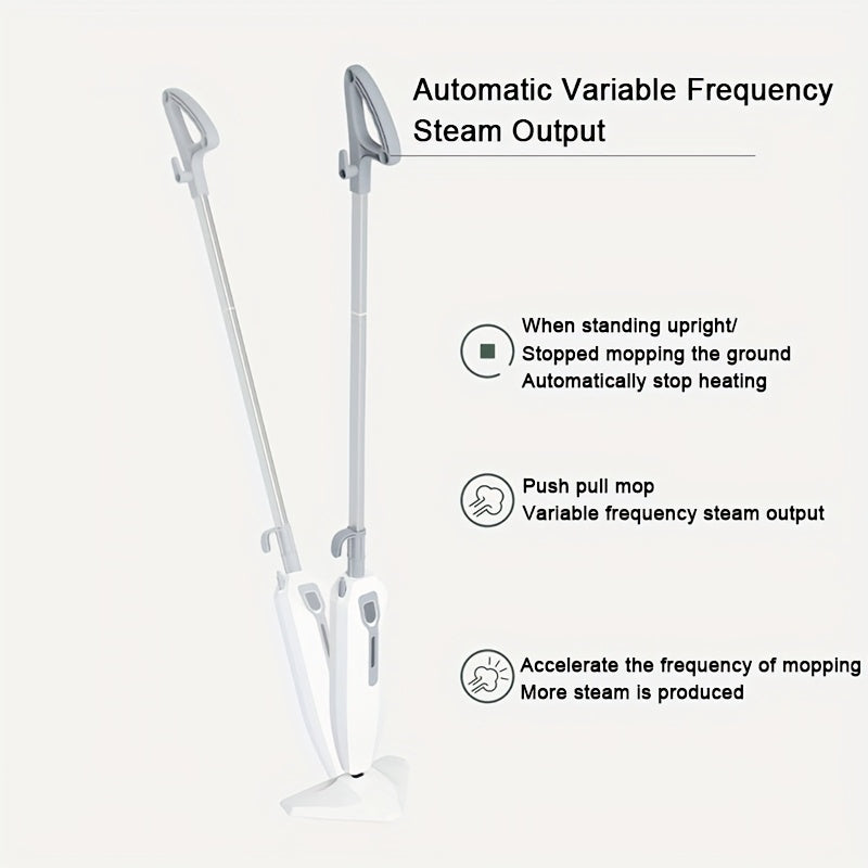 Mopa de vapor de alta temperatura blanca y roja con mango ajustable, limpiador de suelos multifuncional
