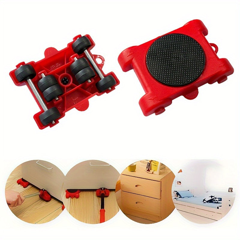 Heavy-Duty Furniture Moving Tool Set 8 Pieces Steel with Rubber Wheels 158.76KG Capacity