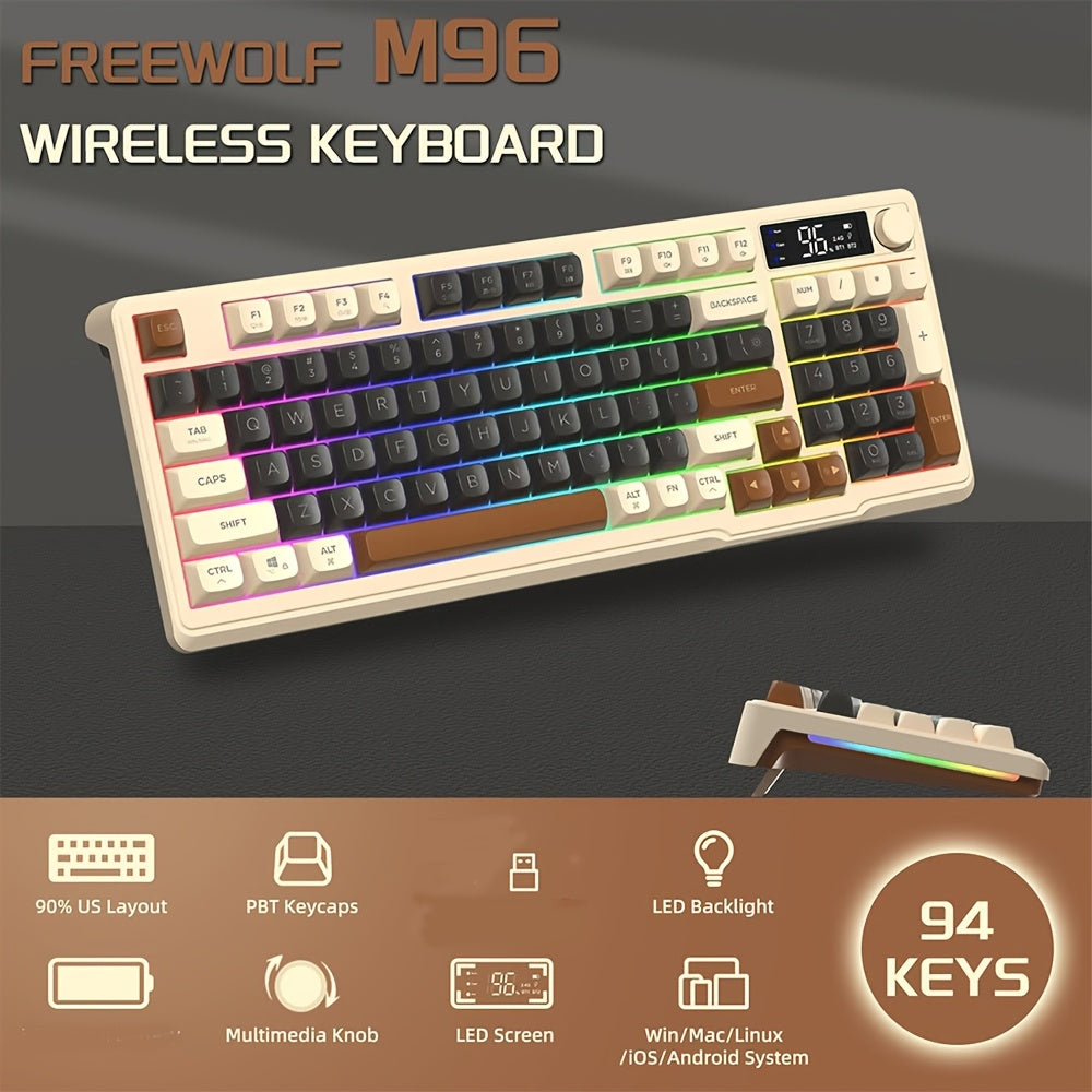 Dual-Mode Wireless Keyboard with Backlit Ergonomic PBT Ball Cap and USB Type-C Charging