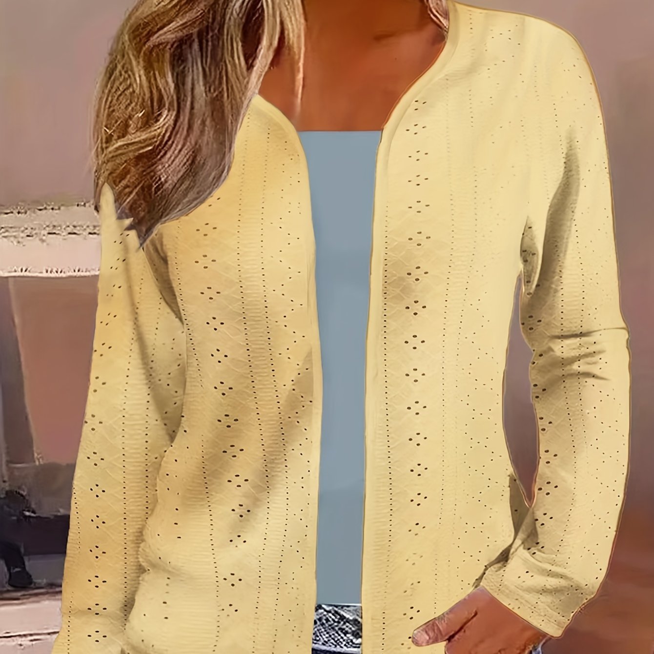 Plus Size Textured Cardigan Women's Casual Jacket, Versatile and Stylish