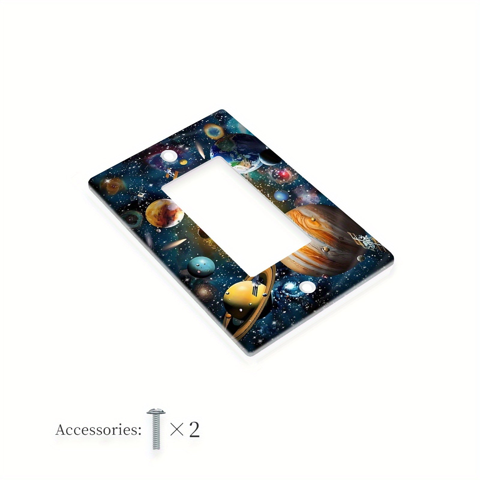 Cubierta de placa de pared con temática espacial 3D para interruptores de 1 y 2 gang, decoración decorativa para el hogar
