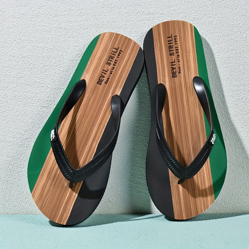 Men's Casual Outdoor Slippers with Rubber Sole Anti-Slip Odorless Sweat-Absorbing EVA Beach Shoes