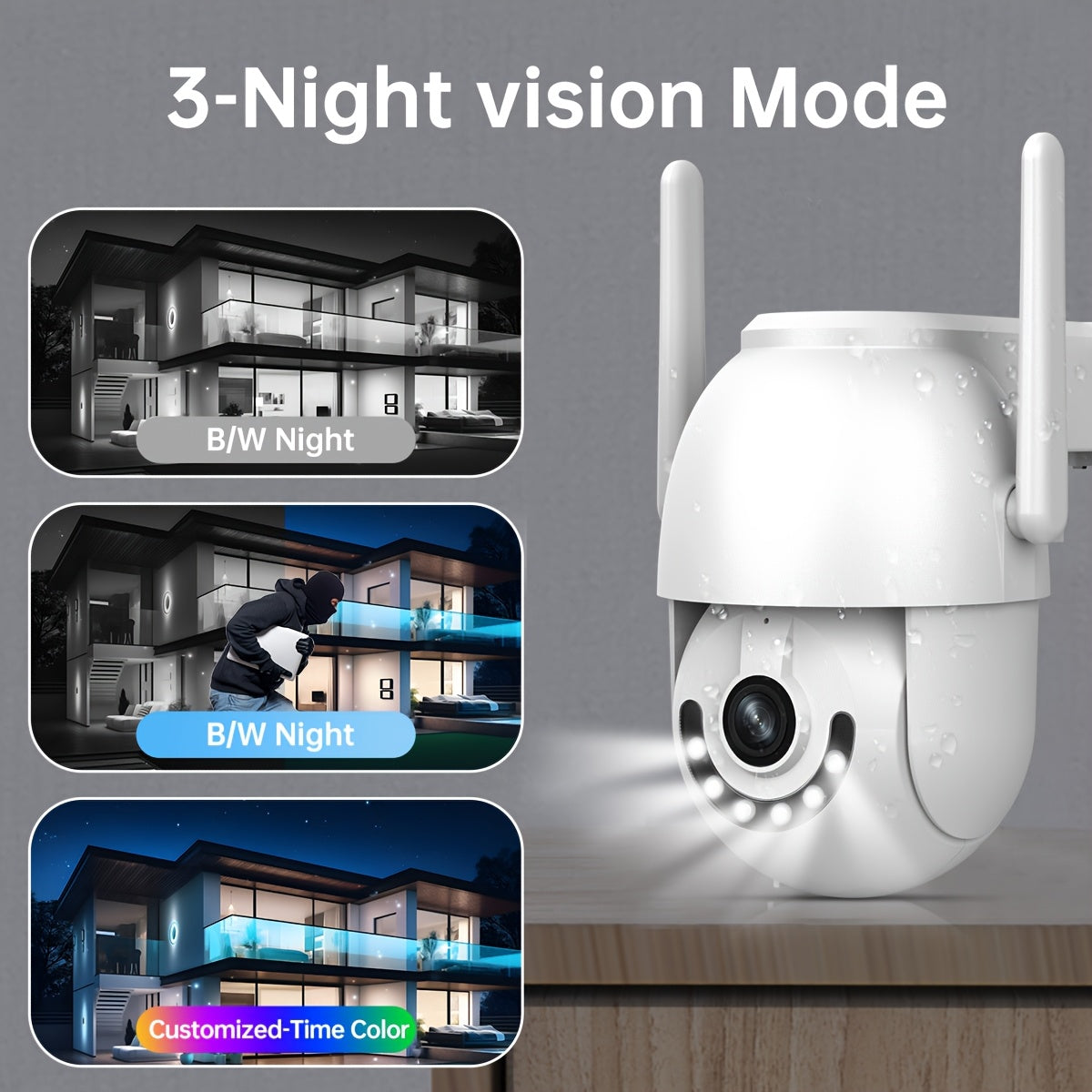 WiFi Security Camera Outdoor IPX6 Waterproof Full-Color Night Vision Two-Way Audio Motion Tracking