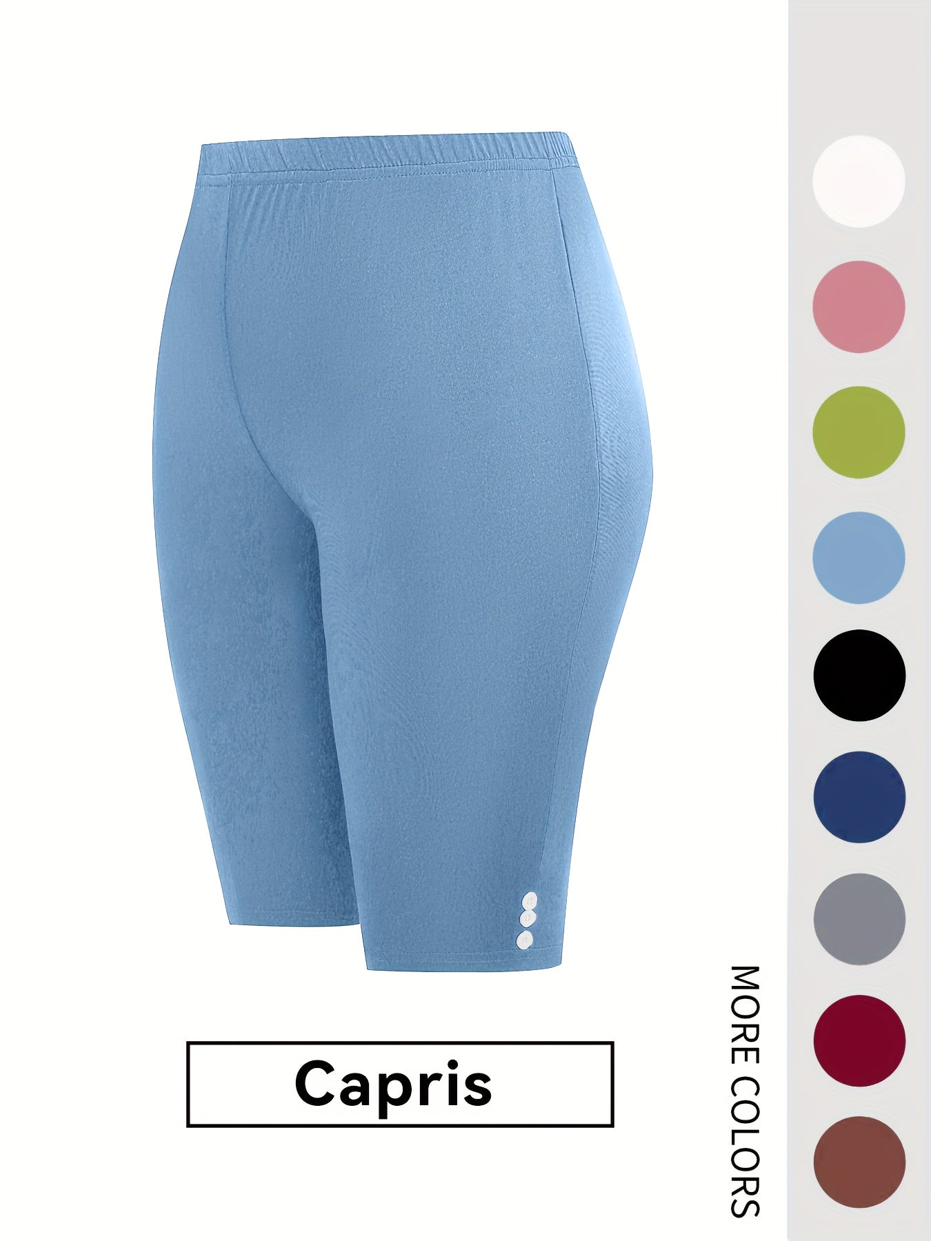 Plus-Size Women's Stretchy Fitted Shorts with Elastic Waistband Set of 6