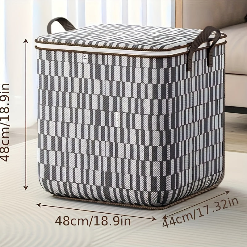 Large Fabric Wardrobe Storage Bag with Zipper Cover and Handle for Clothing and Toys