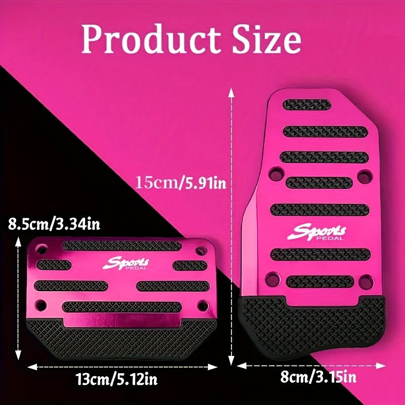 Набор накладок на педали автомобиля из алюминия для автоматической коробки передач, подушечки для ног, красные, серебристые, синие