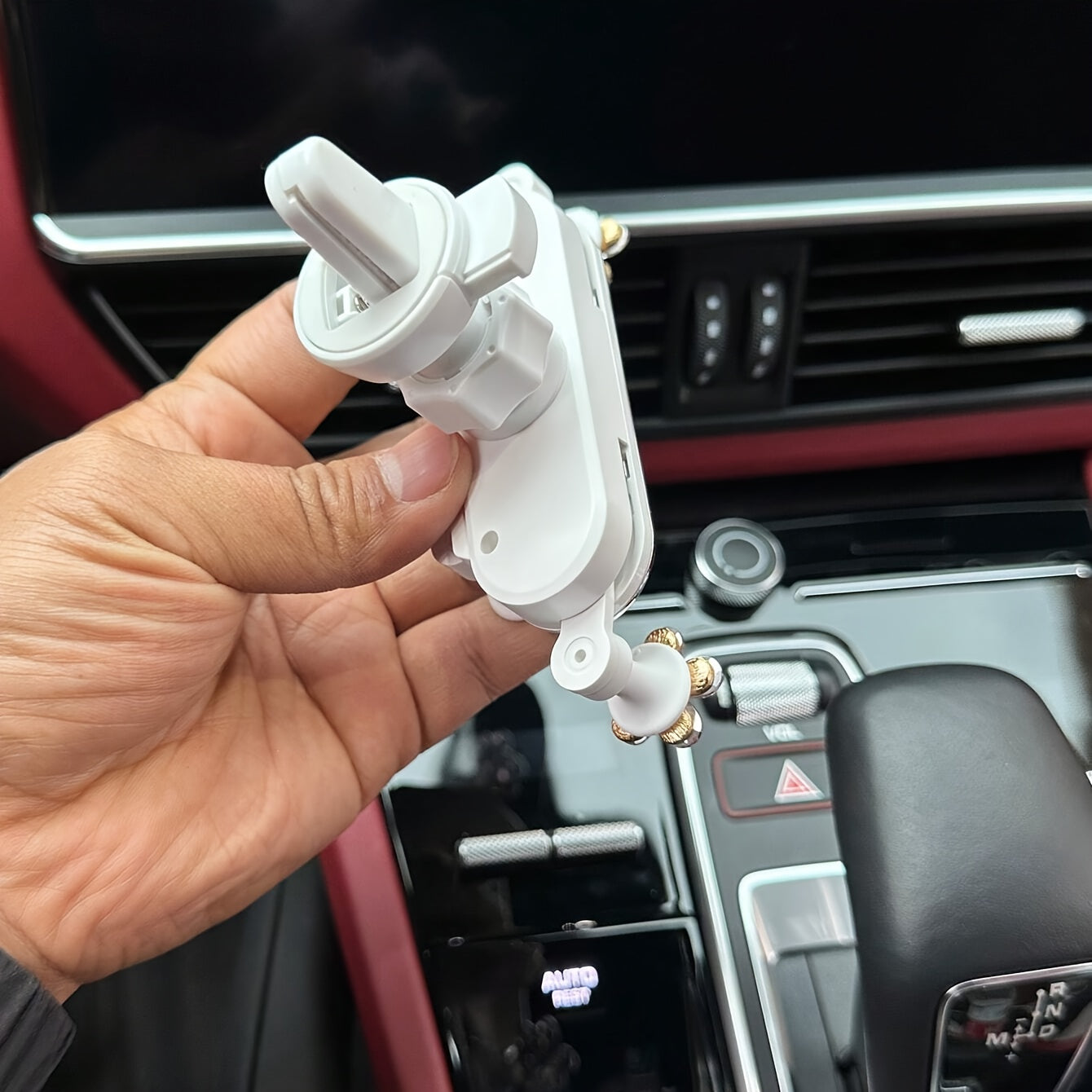 Car Mirror Phone Holder Crystal Flower Shape Adjustable Vent Mount Durable Detachable