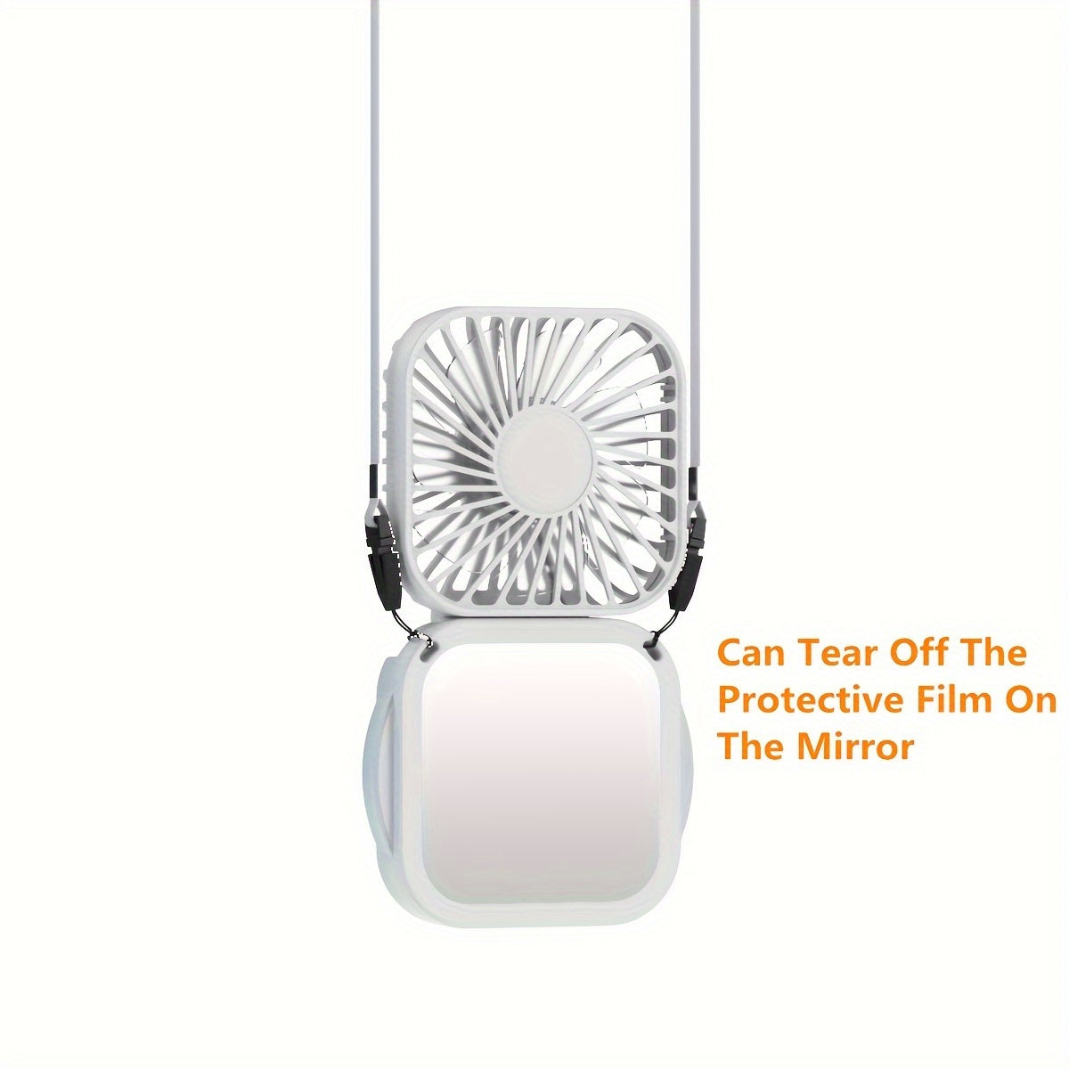 Portable Mini Folding Handheld Fan with Makeup Mirror and 3-Speed Settings