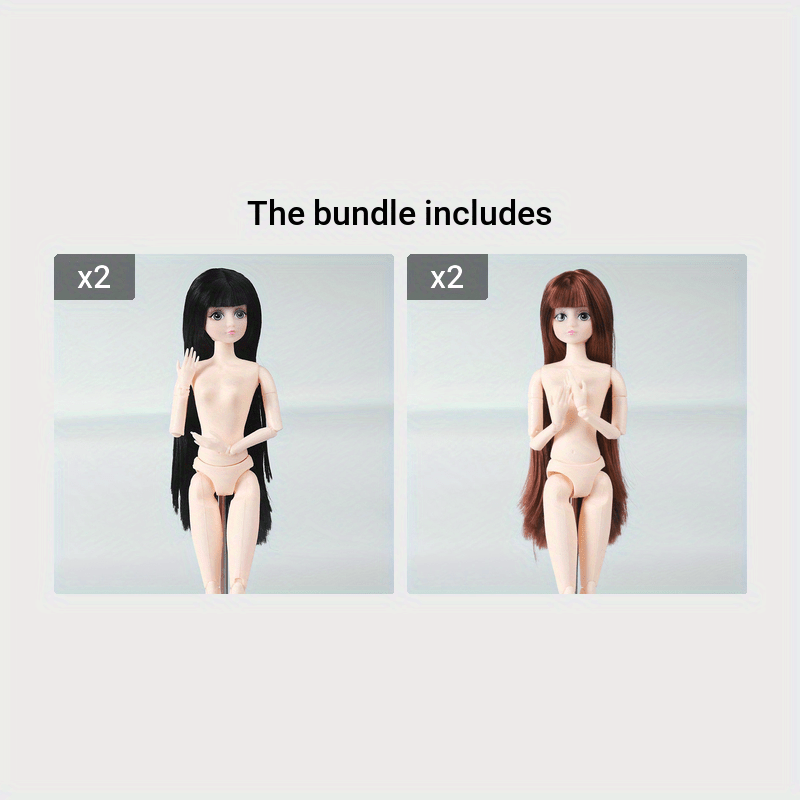 30cm DIY Anime Doll with 20 Joints, Painted Eyes, Straight Bangs, Light Beige