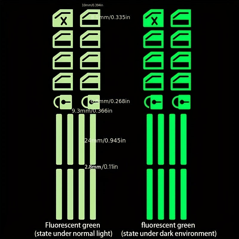 Avtomobil ichki qismi uchun oynalar tugmalari uchun yorituvchi stikerlar Yashil Koʻk Sariq Fluorescent