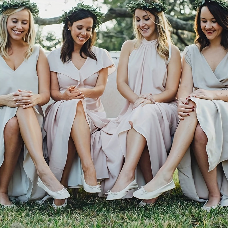 ayollar uchun buriladigan balet tufli, tugma bilan, yumshoq tagliklar, to'ylar uchun