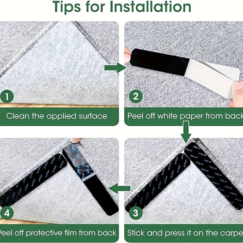 Qora Qayta ishlatiladigan ikki tomonlama gilam yopishtiruvchi lenta, yog'och, plitka pol uchun sirpanmaydigan padlar