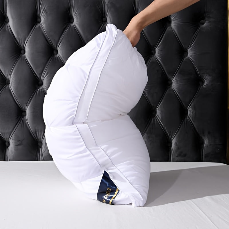 Роскошный набор подушек для поддержки шеи гостиничного качества из 2 штук - гипоаллергенные, легкие в уходе, с мягким наполнителем из полиэфирного волокна для спокойного и комфортного сна