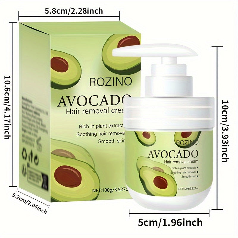 Plant-Based Avocado Hair Removal Cream for All Skin Types Painless Residue-Free