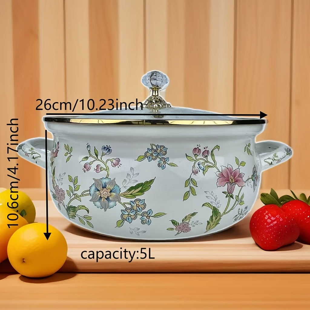 Katta Hajmli Emal Qozon - Sho'rva va Kasha uchun Mukammal, Ko'p Maqsadli va Tozalash Oson, Yorqin Ranglar Bilan, Ideal Oshxona Aksessuar