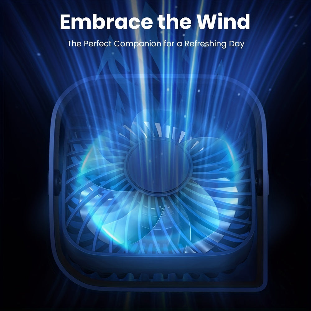 Mini Desk Fan 3 Speeds 10.16cm USB Portable 360° Rotatable Silent Desktop Fan