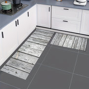 Gray and White Wood Grain Entrance Mat Water Absorbent Non-Slip Floor Rug